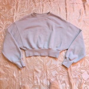 Light Blue Cropped Sweatshirt Dolman Sleeve - Size XS